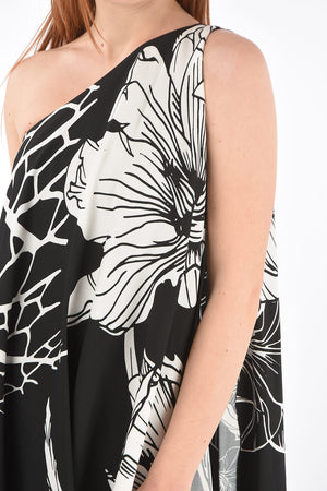 Floral Patterned One-shoulder Asymmetric Dress