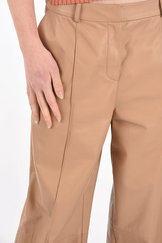 Belt Loops Leather Palazzo Pants