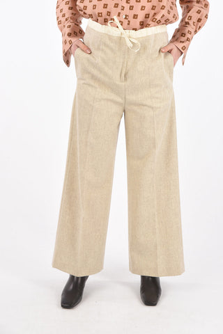 Wide Leg Pants with Waist Drawstring