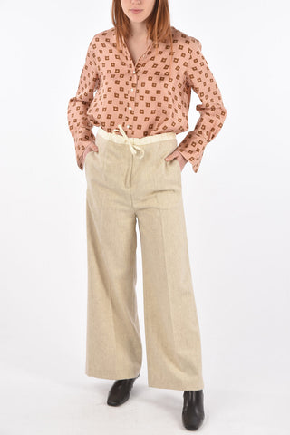 Wide Leg Pants with Waist Drawstring