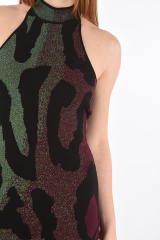Halterneck Lurex Dress with Cut-Out Detail