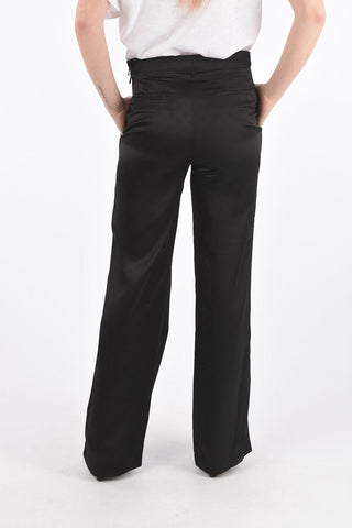Side Zipped Jacquard Satin Palazzo Pants