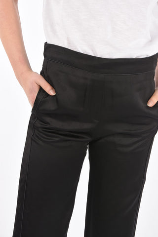 Side Zipped Jacquard Satin Palazzo Pants