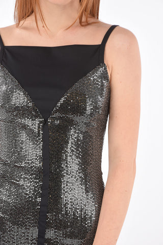 All-Over Sequined Sheath Dress with Side Zip