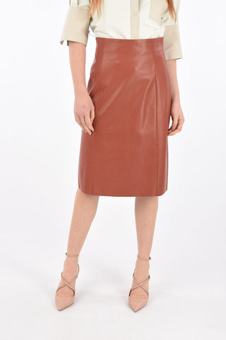 Back Split A-Line Leather Skirt