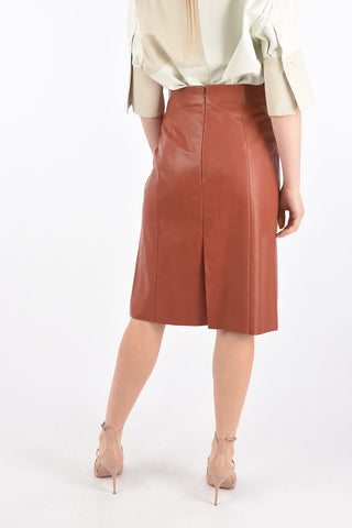 Back Split A-Line Leather Skirt