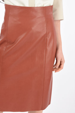 Back Split A-Line Leather Skirt