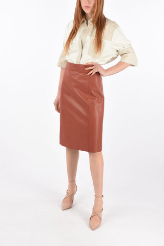 Back Split A-Line Leather Skirt