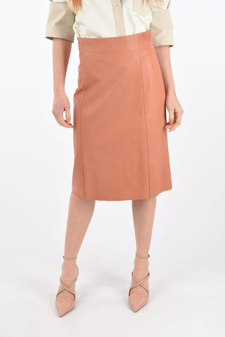 Back Split A-Line Leather Skirt