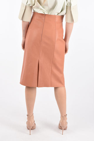 Back Split A-Line Leather Skirt
