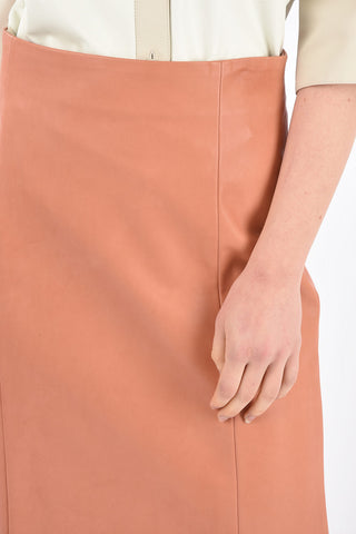 Back Split A-Line Leather Skirt