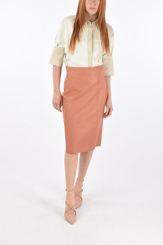 Back Split A-Line Leather Skirt