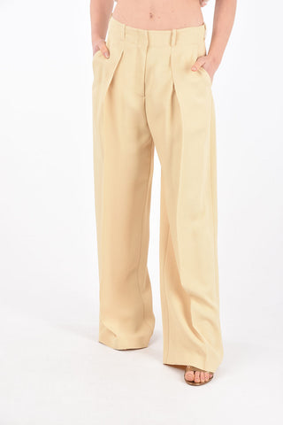 Single-pleated Palazzo Pants with Belt Loops