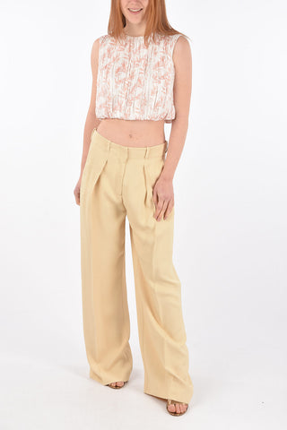Single-pleated Palazzo Pants with Belt Loops