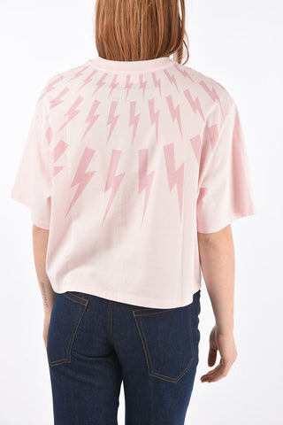 T-Shirt Crop FAIR ISLE THUNDERBOLT in Cotone