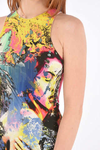 Abstract Patterned Multicolor Stretch Sheath Dress