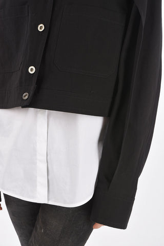double breast pockets cropped blouse