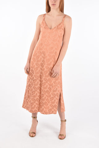 Plant Motif Jacquard Midi Dress