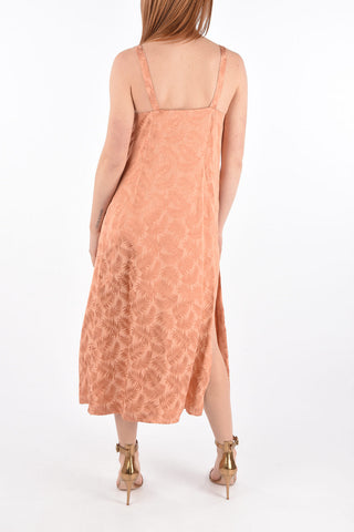 Abito Jacquard Midi con Motivo Vegetale