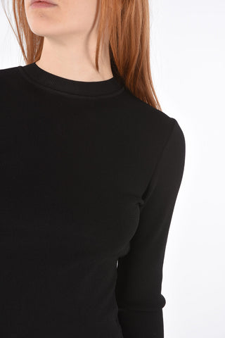3/4-Sleeved Crew Neck Sweater with Cut-Out Detail