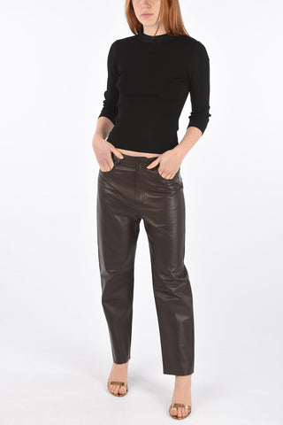 3/4-Sleeved Crew Neck Sweater with Cut-Out Detail