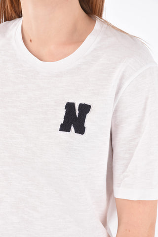 Crew Neck Cotton T-shirt with Terry Patch