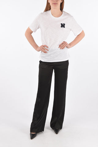 Crew Neck Cotton T-shirt with Terry Patch