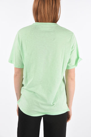 Crew Neck Cotton T-shirt with Terry Patch