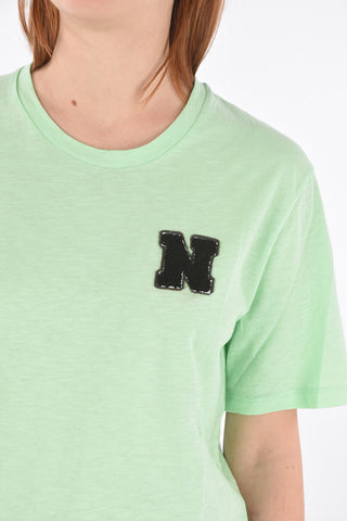 Crew Neck Cotton T-shirt with Terry Patch