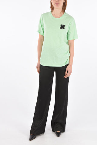 Crew Neck Cotton T-shirt with Terry Patch