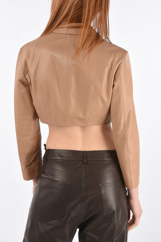 Standard Collar Leather Crop Shirt