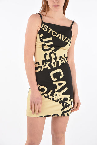 Two Tone Stretch Sheath Dress with All-Over Logo