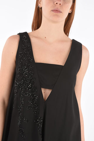Flared Dress with Beads and Cut-out Detail