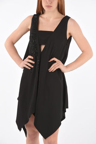 Flared Dress with Beads and Cut-out Detail