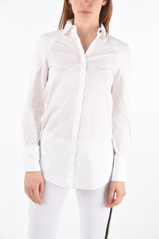 Camicia Biker in Cotone con Abbottonatura Nascosta