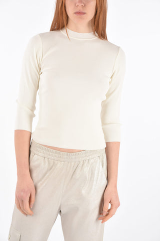 Maglia Girocollo con Dettaglio Cut-Out e Maniche 3/4