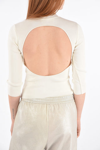Maglia Girocollo con Dettaglio Cut-Out e Maniche 3/4