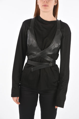 eco leather harness bra long sleeve t-shirt