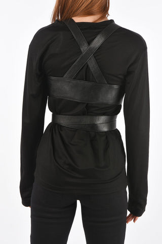 eco leather harness bra long sleeve t-shirt