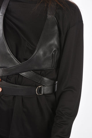 eco leather harness bra long sleeve t-shirt