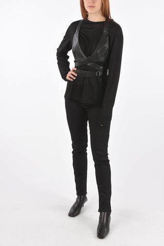 eco leather harness bra long sleeve t-shirt
