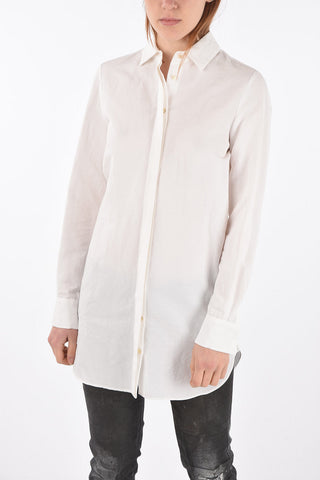 flax blend hidden closure SUSINA maxi shirt