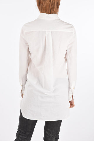 flax blend hidden closure SUSINA maxi shirt