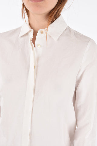 flax blend hidden closure SUSINA maxi shirt