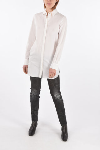 flax blend hidden closure SUSINA maxi shirt