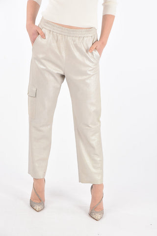 Lamè Textured Leather Cargo Pants