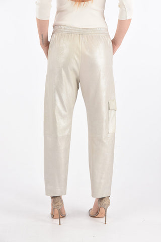 Lamè Textured Leather Cargo Pants
