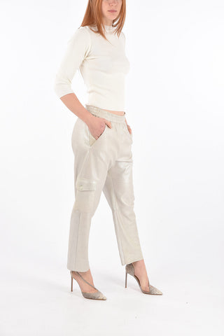 Lamè Textured Leather Cargo Pants