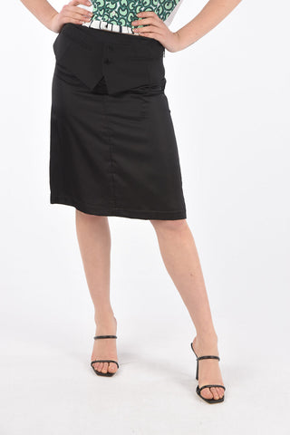 Longuette in Raso con Cintura Bustier Abbottonata