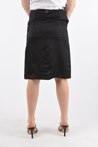 Longuette in Raso con Cintura Bustier Abbottonata